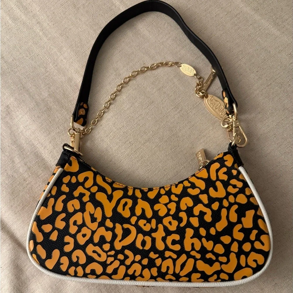 Von Dutch Y2K Orange Cheetah Shoulder Bag